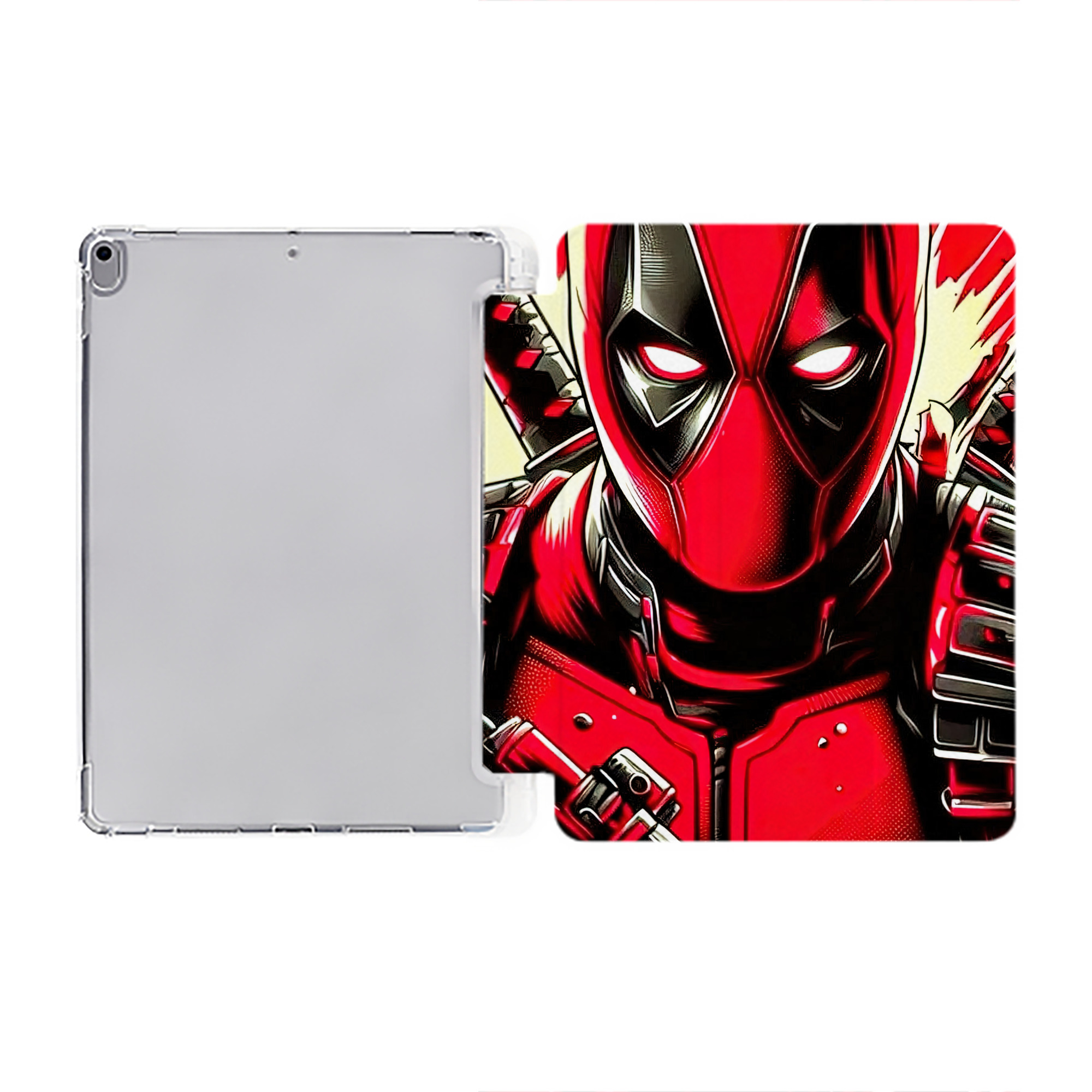 （画像用） Deadpool デッドプール IPad ケース ペン収納付き 三つ折りスタンド PUレザー×シリコン 対応機種9.5/10.5/10.9インチ
